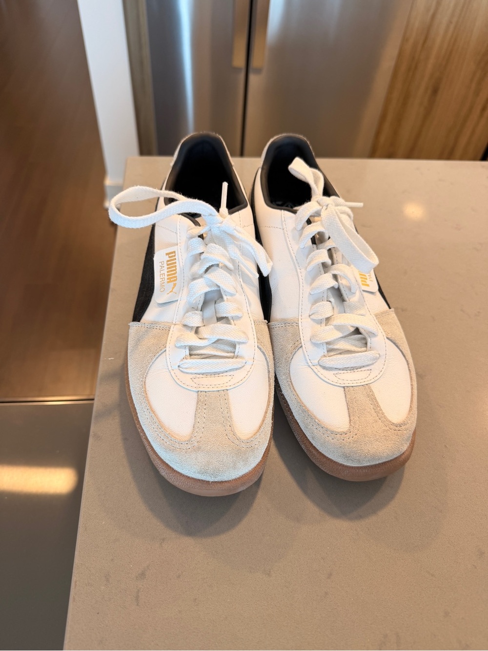 Puma palermo Beige & Black Classic Low-Top Sneakers